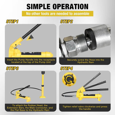 Installation steps for 4 Ton Hydraulic Porta Power Kit Pusher Puller Ram Jack For Auto Body Frame Repair Tool with case