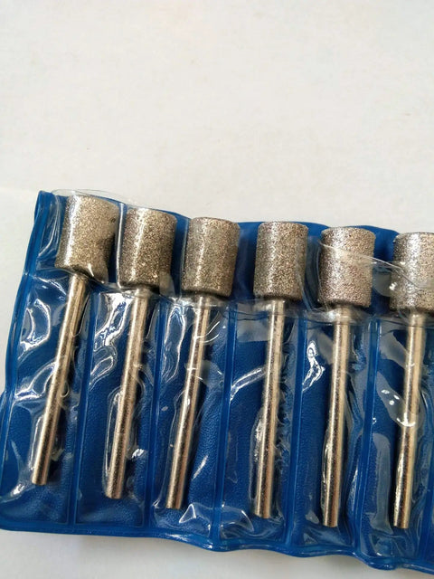 10 Pc Diamond Burr Set With 3mm Shank And 8mm Cylindrical Heads For Rotary Tools Pro Grade Cutting And Grinding Bits For Stone Jewelry Glass Nail Drill Diy Projects