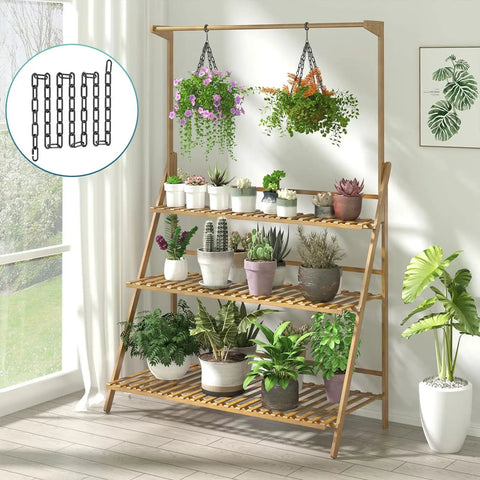 Six Foot Industrial Black Light Fixture Chain for Pendant Chandeliers shown with detached links, plants on wooden stand nearby.