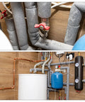 2 Pack Pipe Insulation Foam Tubes 0.6 Inch ID By 1 Inch OD 3 Feet Long installed on copper water lines for heat preservation