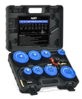 Orion Motor Tech turbo leakage tester kit, 10pc with blue aluminum adapters in hard carrying case
