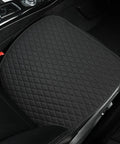 Premium Linen Front Car Seat Cover With Cushioned Pad, Sideless Design, Universal Fit, Black, Diamond Pattern Top View