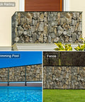 PVC Balcony Privacy Screen With Nylon Rope 450 GSM Heavy Duty Outdoor Fence Cover 34 Inch By 180 Inch Stone Color images