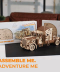 Heavy Truck 3D Wooden Puzzle Kit For Adults No Glue Needed No Tools Required Eco Friendly Plywood Brain Teaser Hobby Set For Model Builders And Home Decor, assembled model truck and box