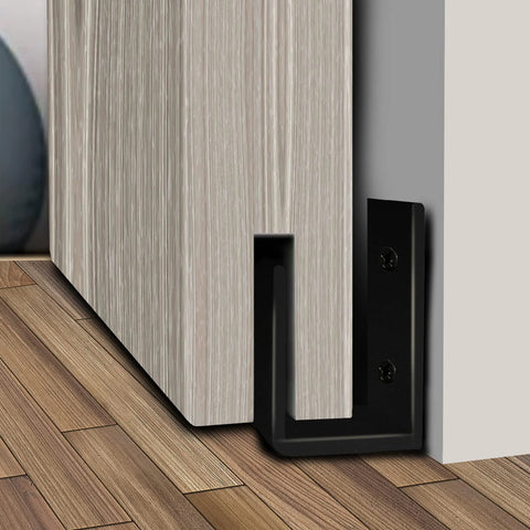 2 Pack Solid U Shaped Guide Wheel Set With Flush Flat Bottom For Sliding Doors And Cupboards, Matte Black Finish