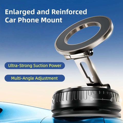 MagSafe Car Phone Mount With 360 Degree Rotatable Holder Rock Solid Vacuum Suction Up To 180 Lbs Nano Gel Grip on display