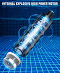 Plug And Go Submersible Water Pump Built For Makita 18V Batteries 635 GPH motor detail under water with blue grid background.