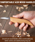 Hella Sharp And Tough Left Handed Wood Carving Knife Set Sloyd Spoon Blades Hook Whittling Tool with comfortable ash wood handle