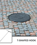 15.15 Inch Stainless Steel Manhole Cover Hook With T Handle Beefy Heavy Duty Lift Hook Tool for manholes on cobblestone