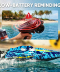 High Speed 16 Inch RC Boat for adults and kids, fast remote control boat with low-battery reminder, waterproof hull, LED lights