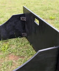 Badass Heavy Duty Folding Brackets For Tables And Bed Legs, 8 Pack Self Locking Hinges With Wood Screws, Sturdy Cold Rolled Steel Extension Supports For Workbenches, Black on grass.