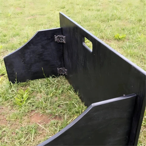 Badass Heavy Duty Folding Brackets For Tables And Bed Legs, 8 Pack Self Locking Hinges With Wood Screws, Sturdy Cold Rolled Steel Extension Supports For Workbenches, Black on grass.