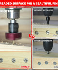 Kick Up Precision Carbide Countersink Drill Bit With Free Spin Depth Stop And Antislip Quick Release Hex Shank chamfering wood screws.