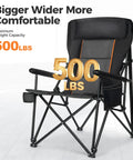 Beefy Oversized Heavy Duty Folding Camping Chair With High Back And Headrest 500 LB Capacity Side Pocket Built For Lawn