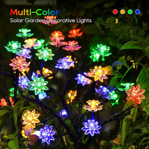 Solar Garden Lights Outdoor Decor 4 Pack With Constant And Flashing Modes, Waterproof Multi Color Pathway Lawn Lights