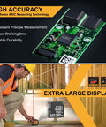 2-In-1 Laser Tape Measure With 135 Ft Range, Rechargeable Distance Tool And 16 Ft Manual Tape, High-Precision Readings Within 1/8 Inch, Six Modes Including Distance, Continuous, Area, Volume, And Two-Point Pythagorean Method, shown on job site