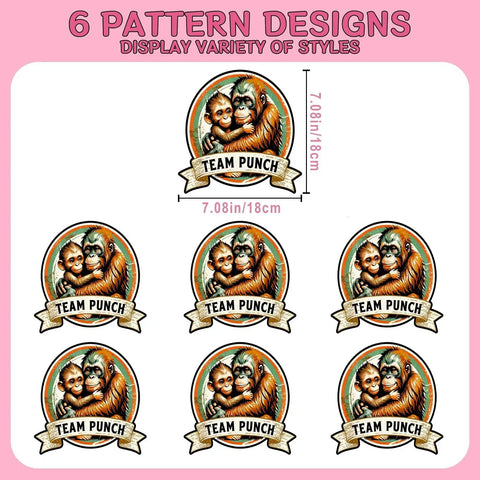 Dope Monkey Vintage Emblem DTF Transfers Pack for Tees Animal Team Punchs Iron On Stickers 7x7 Inch design layout