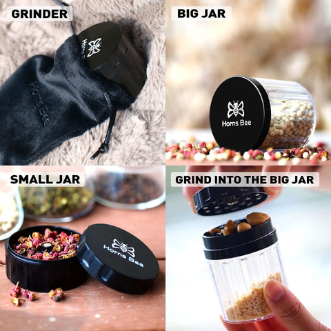 Herb Grinder Containers Multipurpose All In One Durable Metal Spice Mill With Stash Jar For Grab And Go Airtight Sealable Containers