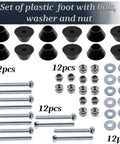 Pro Level Round Furniture Glide Feet Kit With Every Screw And Nut You Need Black Plastic Bottom Runners hardware set including gliders, screws, and nuts.
