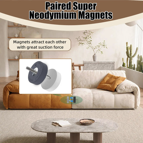 Heavy Duty Rubber Coated Mounting Magnets With Anti Scratch And Anti Corrosion Finish Over 80 Lb Load Magnetic Base shown in living room