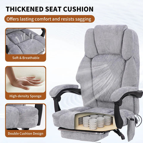 Massage Office Chair With Foot Rest And Heat High Back Six Vibration Points showing cushion layers and ergonomic design