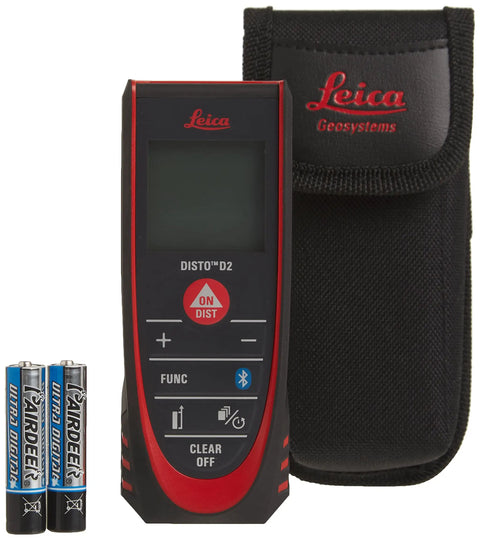 DISTO D2 Laser Distance Measure With Bluetooth 4.0 330 Ft Range One Sixteenth Inch Accuracy Class II 1mW, case, and batteries