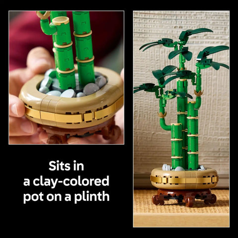 Buildable Lucky Bamboo Plant Kit For Adults Realistic Artificial Desk And Office Decor Mindful Diy Project Tabletop Plant Decoration For Home And Workspace Great Gift For Birthdays For Him And Her, clay pot on plinth