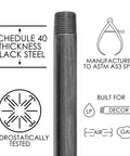 Half Inch Black Pipe Nipple Kit 12 Inch Length Six Pack For DIY Industrial Pipe Decor And Vintage Furniture Builds with specifications