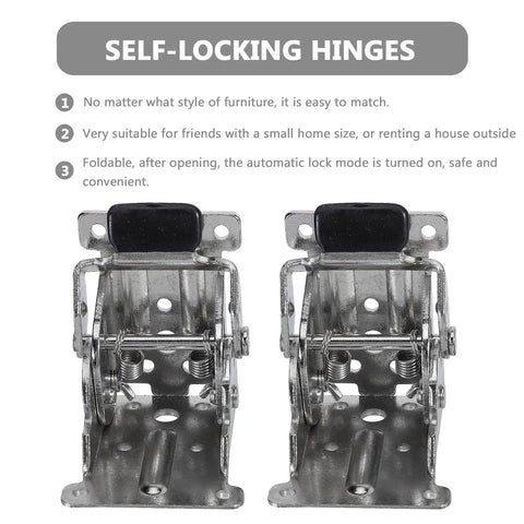 Self Locking Folding Table Leg Hinges Set 2 with 90 Degree Rotation and 20 Screws for Narrow Spaces Heavy Duty SPCC Metal