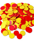 Straight Up Double Sided Counting Tiles For Kids, Red And Yellow Math Manipulatives, colorful plastic counters pile, 1 inch flat size for sorting.