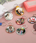 Leather Keychain Blanks Set 15 Round PU Leather Double Sided Keychains For Laser Engraving And UV Printing DIY Crafts Black 50mm