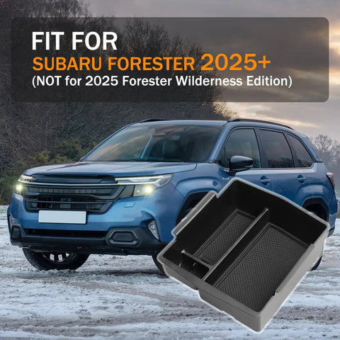 Subaru Forester Center Console Organizer 2025 2026 ABS Armrest Tray Insert for Premium Sport Limited Touring against car background