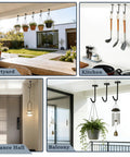 Five Pack Ceiling Hooks For Hanging Plants 110mm Stainless Steel Indoor Plant Hangers Black Matte Rust Resistant Durable Plant Brackets Lanterns Chimes Coffee Mugs Under Cabinet Screw Mounted installed in various rooms.