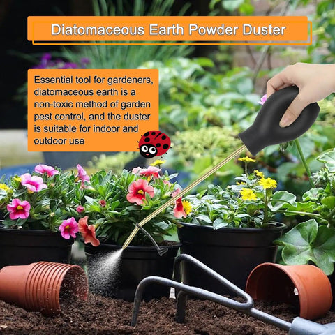 Handheld Diatomaceous Earth Duster And Powder Sprayer With Long Copper Tube for Organic Gardening and Home Powder Applications