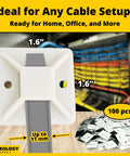 X Large Cable Tie Mounts 100 Pack With Adhesive Backing Or Screw Holes for permanent hold shown against colorful wires