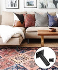 Living room with beige sofa featuring 4 Pack Adjustable Metal Furniture Legs 6 Inches High Heavy Duty Cabinet Feet and decorative cushions.