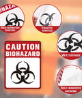 Heavy Duty Self Adhesive Biohazard Warning Decals Waterproof Toxic Waste Stickers Built Tough As Nails That Stick Like Crazy For Medical Labs Or Industrial Sites, featuring high-definition printing and a frosted surface.
