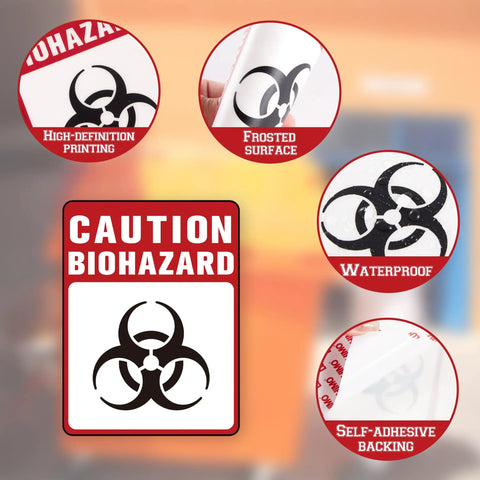 Heavy Duty Self Adhesive Biohazard Warning Decals Waterproof Toxic Waste Stickers Built Tough As Nails That Stick Like Crazy For Medical Labs Or Industrial Sites, featuring high-definition printing and a frosted surface.