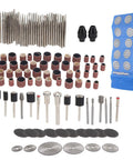 Solid Choice 121 Piece Rotary Tool Accessory Kit With High Speed Steel Blades, Sandpaper Rings, Grinding Needles, And Cutting Discs For Tough Jobs And Quick Fixes - assortment of tools and attachments