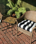 Pack Of 2 19 By 19 Outdoor Indoor Tufted Seat Cushions With Ties For Wicker Chairs U Shape Chair Pads Thick Plush 3D Cushion Fill For Patio And Indoor Dining Black Stripe on wicker chairs