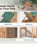 Wooden Chicken Coop For 2 To 5 Chickens Outdoor Hen House Poultry Hutch With Weatherproof Roof Durable Fir Wood Construction Tray