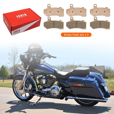 Three Set Front And Rear Sintered Brake Pads For Touring And V Rod Bikes 2005 To 2020 Fits Electra Glide models image