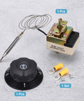 Temperature Control Switch 250V 25A Capillary Thermostat For Ovens Fryers Refrigerators And Heaters 60-200C Range 0.7m Capillary Easy Install Durable Kitchen Equipment Controller, knob and probe set