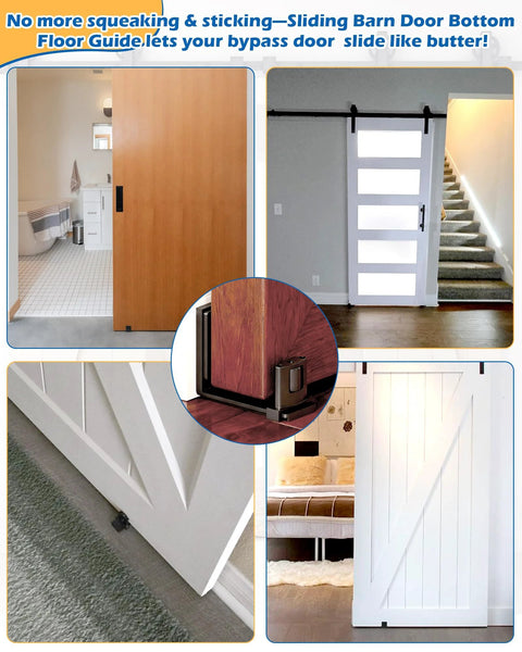 Sliding Barn Door Floor Guide With Wall Mount For Space Saving Performance Adjustable U Shape Flush Design Quiet Nylon Rollers