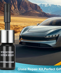 Glass repair resin bottle with sleek car on highway, Windshield Repair Kit For Chips And Cracks Up To 12 Inch With Glass Repair Fluid