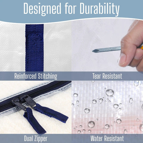 Heavy Duty Moving Bags Set Hassle Free Extra Large Storage Bags With Reinforced Handles And Strong Zippers showing durability features.
