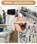 Collage showing 20 Pack Heavy Duty Concrete Anchors And Screws Kit For Hollow Walls, gold metal anchors in various home uses