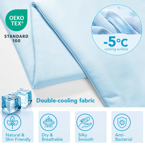 Cooling Comforter With Double Sided Cold Touch Fabric For Hot Sleepers And Night Sweats, Lightweight And Breathable Bedding, Oeko Tex Certified, Machine Wash Cold Hang Dry, Light Blue 59 By 79 Inches