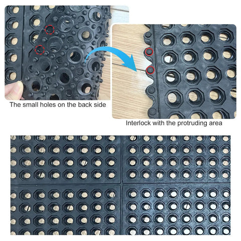 Anti Fatigue Rubber Floor Mat Interlocking Non Slip Drainage Tile For Restaurant Kitchen Bar Garden Outdoor Wet Areas 36