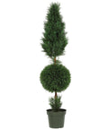 5 Ft Cypress Ball And Cone Silk Tree For Indoor Or Outdoor Use With 1,092 Leaves In A 10 W X 9 H Pot, A Patio Vibe Ready Statement